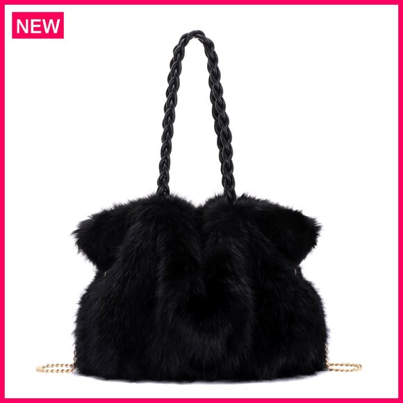 Furry Fluffy Tote Bag Crossbody Shoulder Purse Faux Fur Winter Handbag